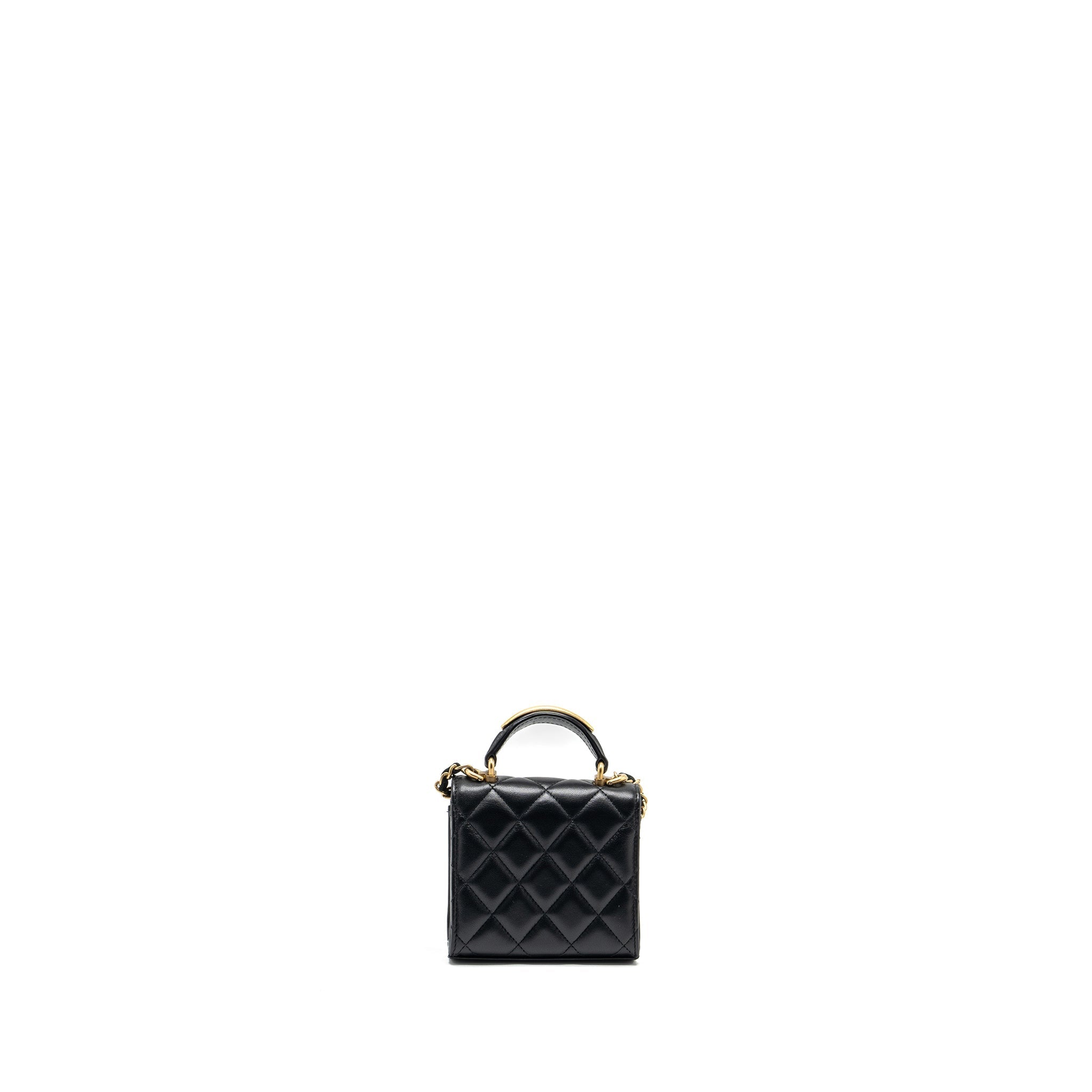Chanel 22B Top Handle Mini Flap Clutch Lambskin black  (Microchip)