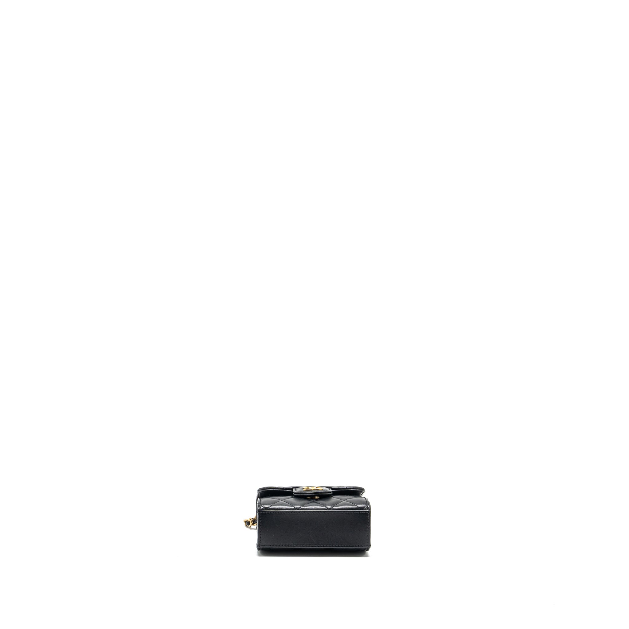 Chanel 22B Top Handle Mini Flap Clutch Lambskin black  (Microchip)