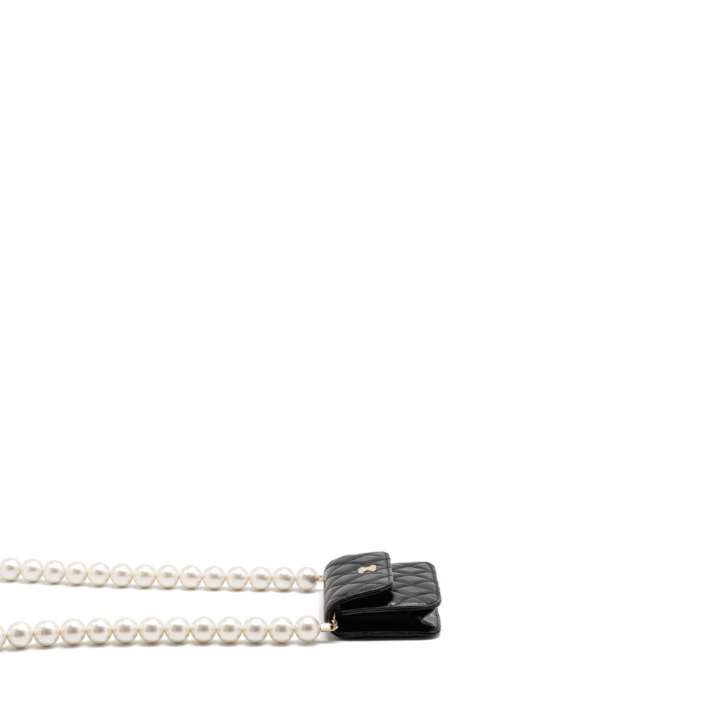 Chanel Maxi Pearl Clutch with Chain Lambskin Black