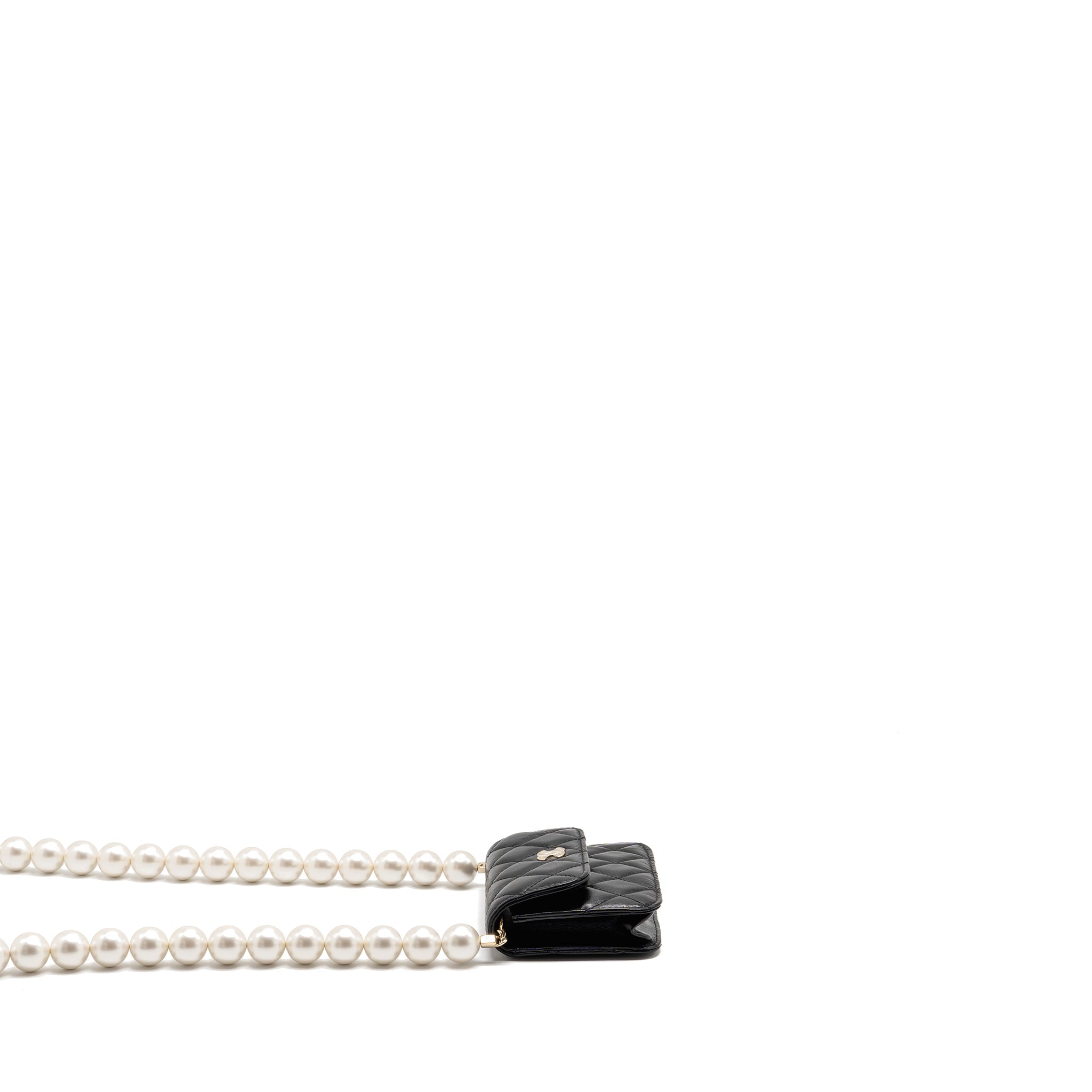 Chanel Maxi Pearl Clutch with Chain Lambskin Black