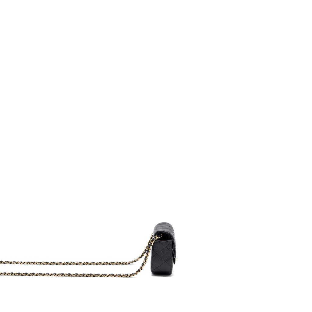 Chanel Mini Clutch With Chain Caviar Black L (microchip)