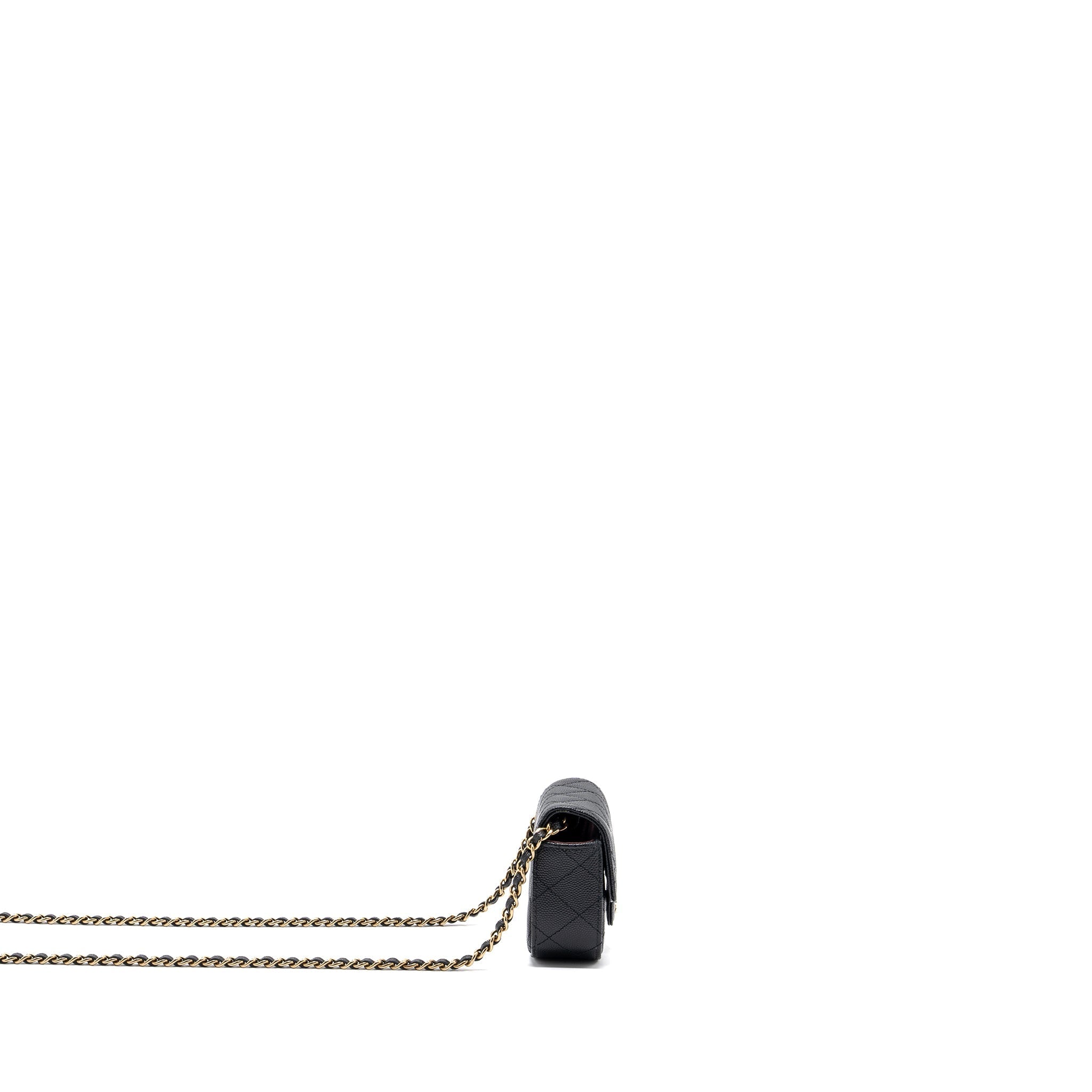 Chanel Mini Clutch With Chain Caviar Black L (microchip)