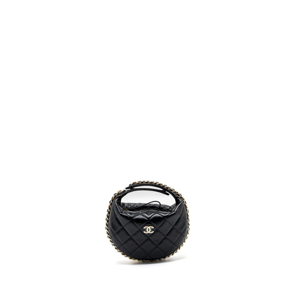 Chanel 23C round Clutch lambskin black  (microchip)