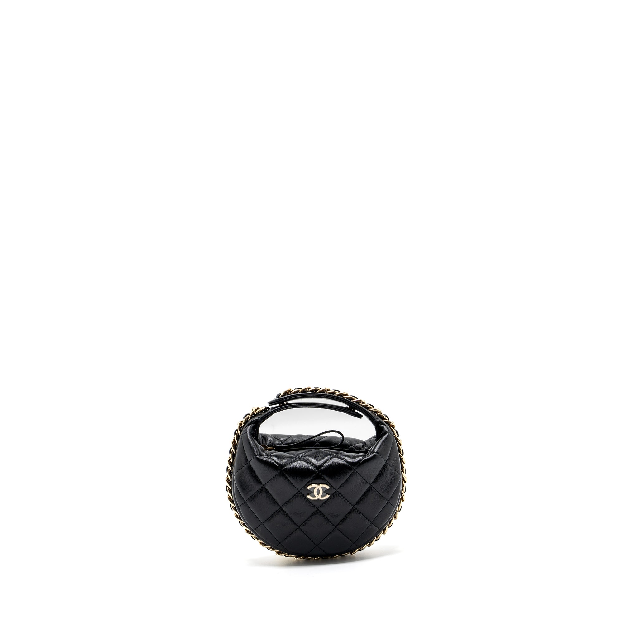 Chanel 23C round Clutch lambskin black  (microchip)