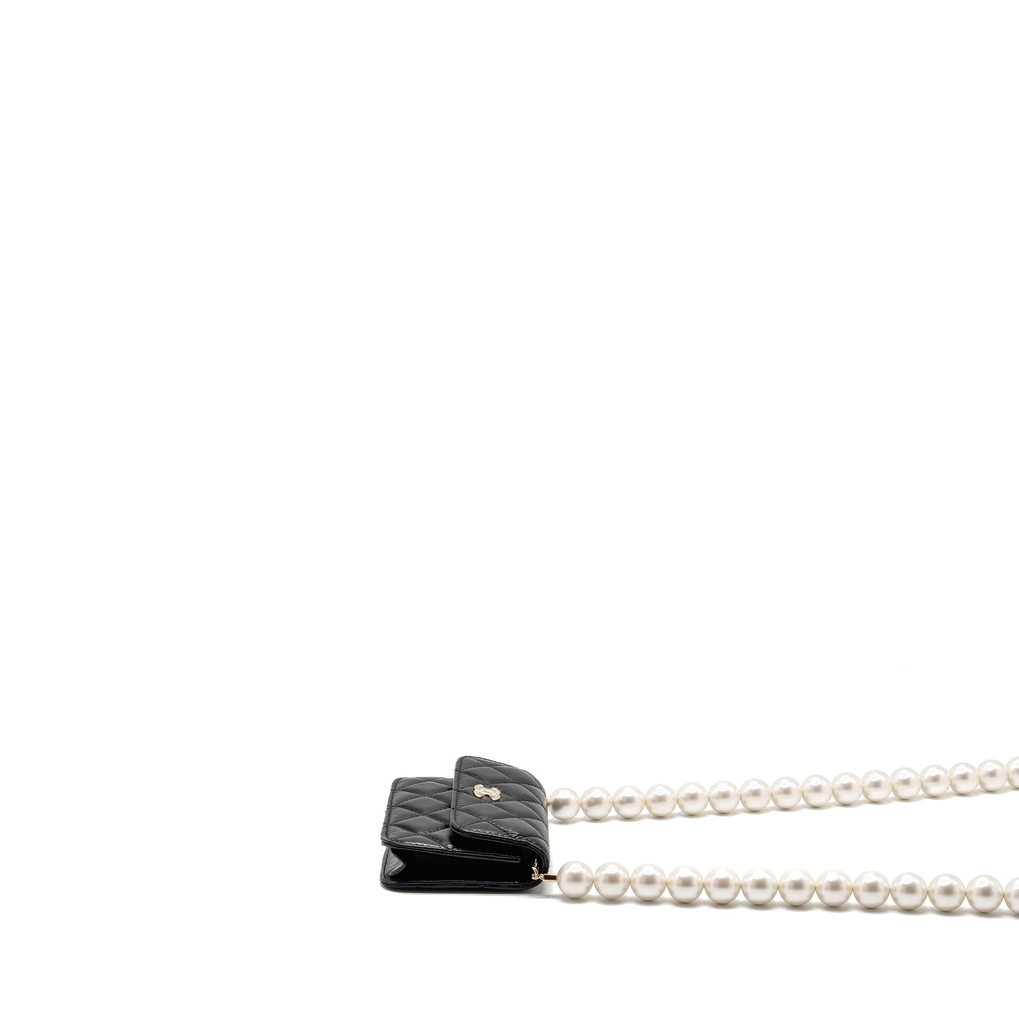 Chanel Maxi Pearl Clutch with Chain Lambskin Black
