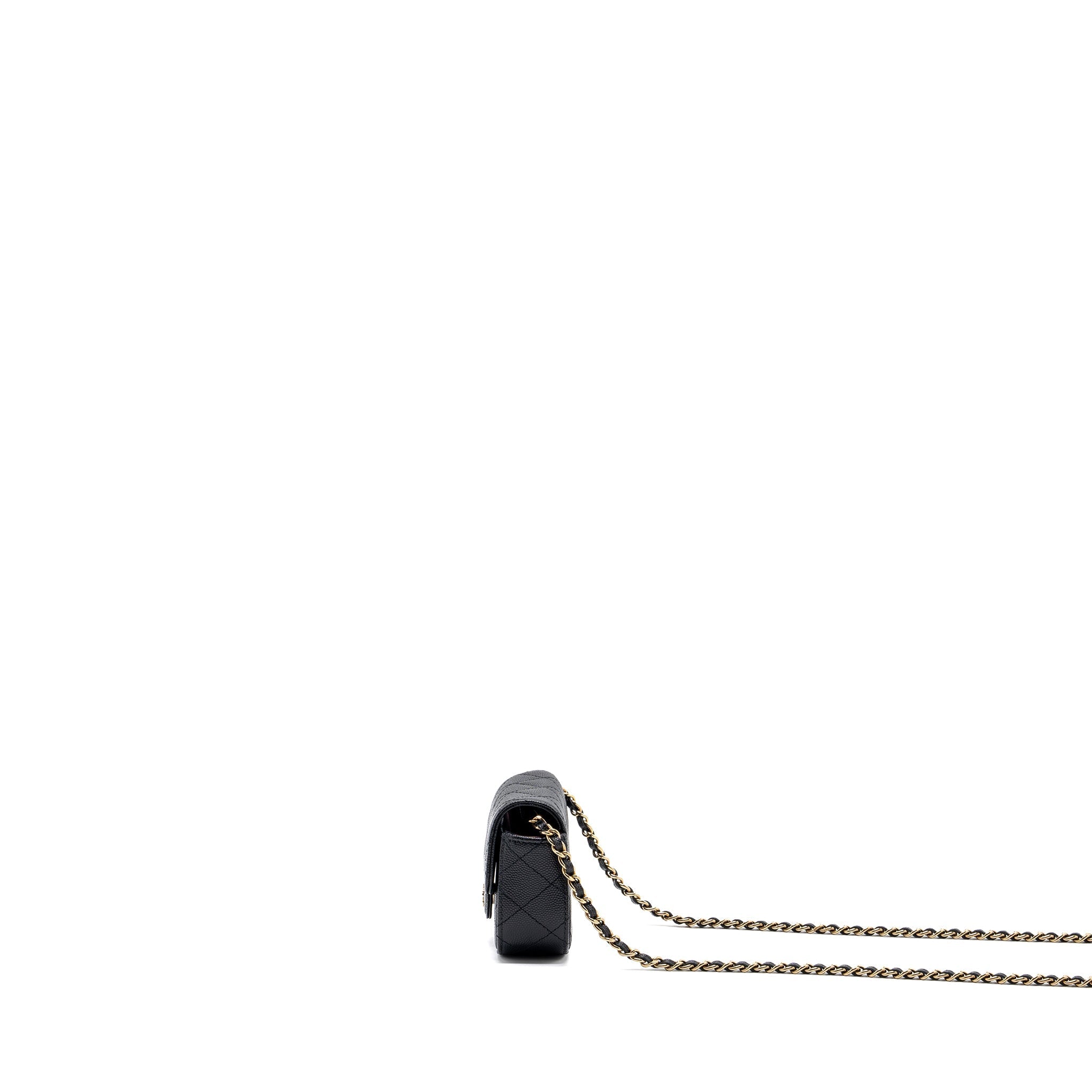 Chanel Mini Clutch With Chain Caviar Black L (microchip)
