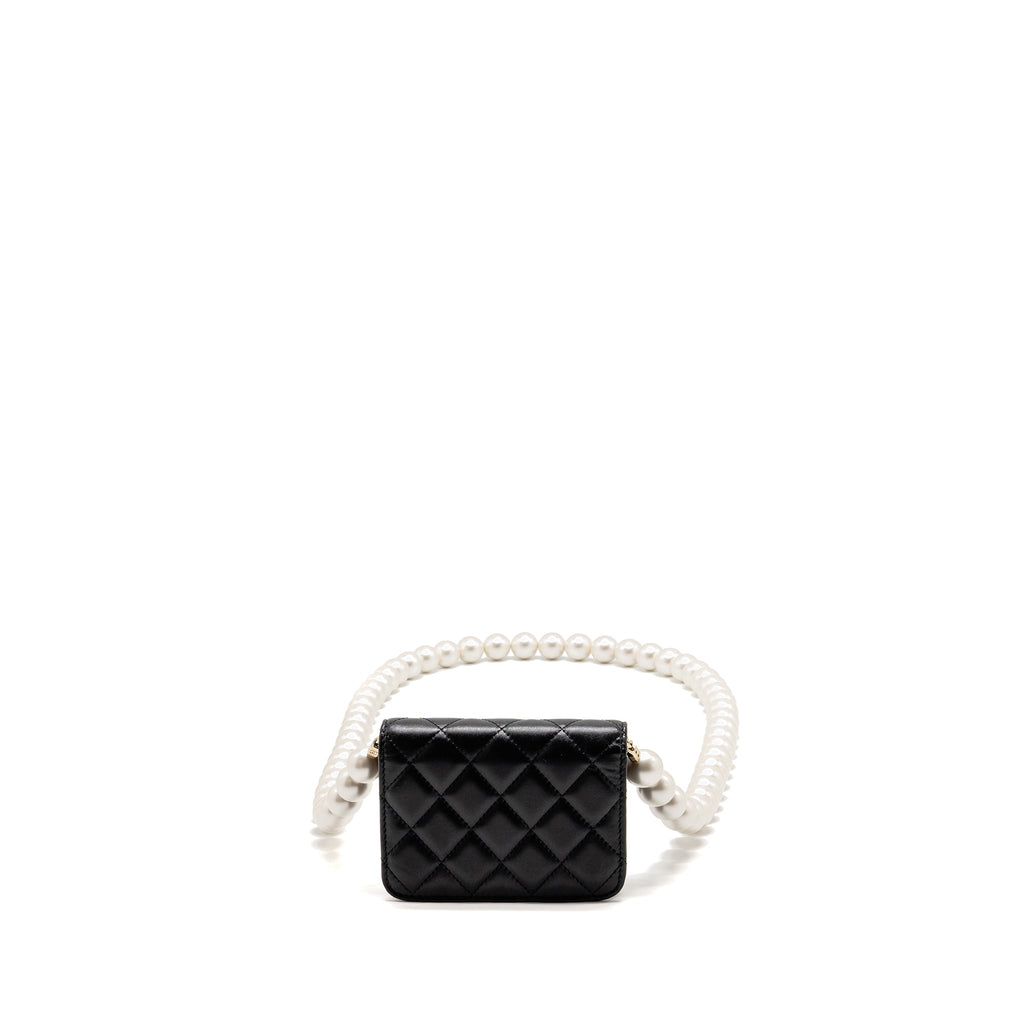 Chanel Maxi Pearl Clutch with Chain Lambskin Black