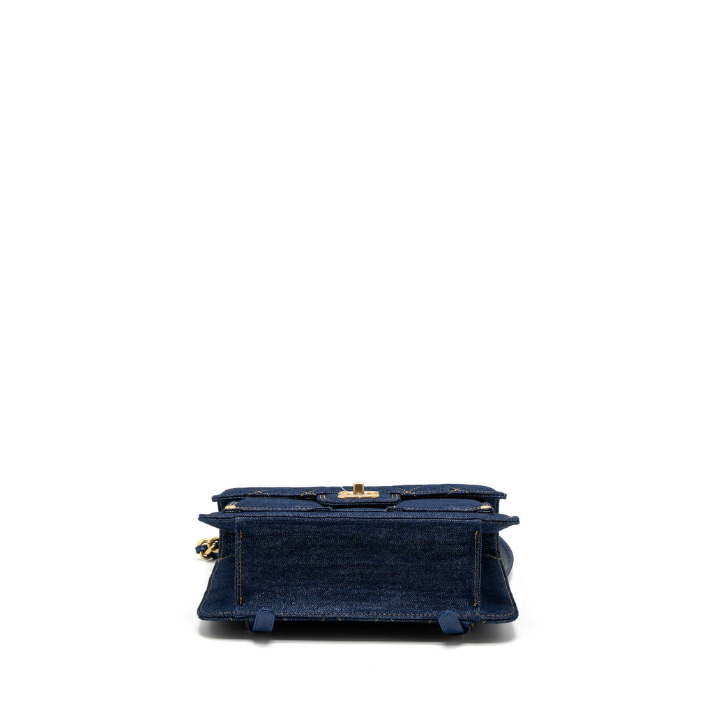 Chanel 23S Flap Backpack Denim Blue Brushed  (Microchip)