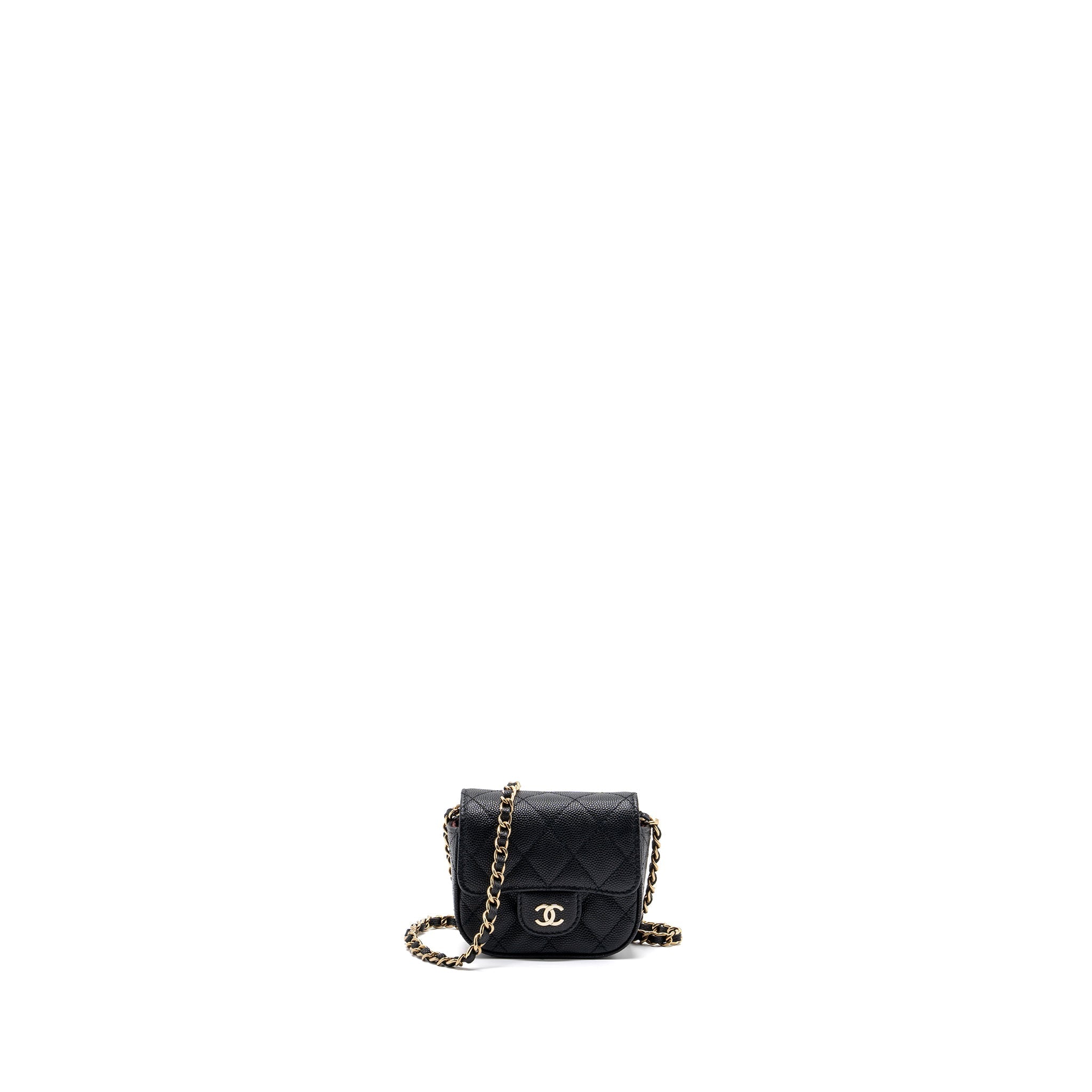 Chanel Mini Clutch With Chain Caviar Black L (microchip)