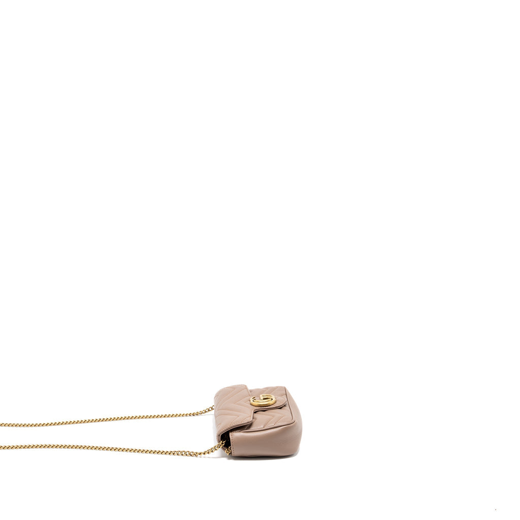 Gucci Super Mini GG Marmont Calfskin Beige
