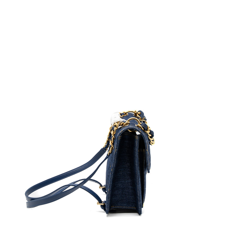Chanel 23S Flap Backpack Denim Blue Brushed  (Microchip)