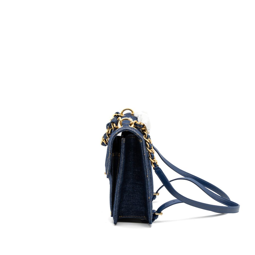 Chanel 23S Flap Backpack Denim Blue Brushed  (Microchip)