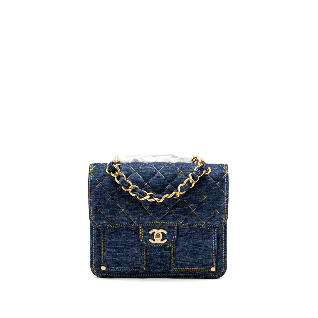Chanel 23S Flap Backpack Denim Blue Brushed  (Microchip)