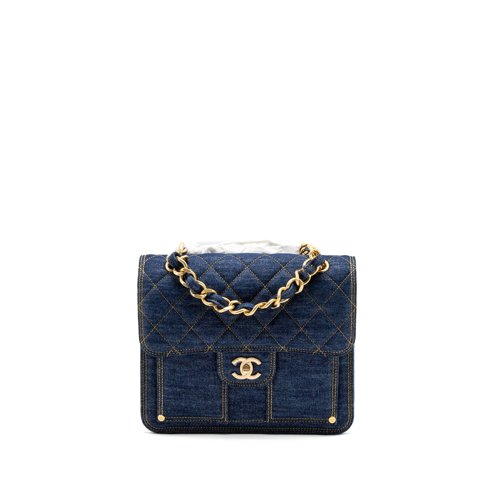 Chanel 23S Flap Backpack Denim Blue Brushed  (Microchip)