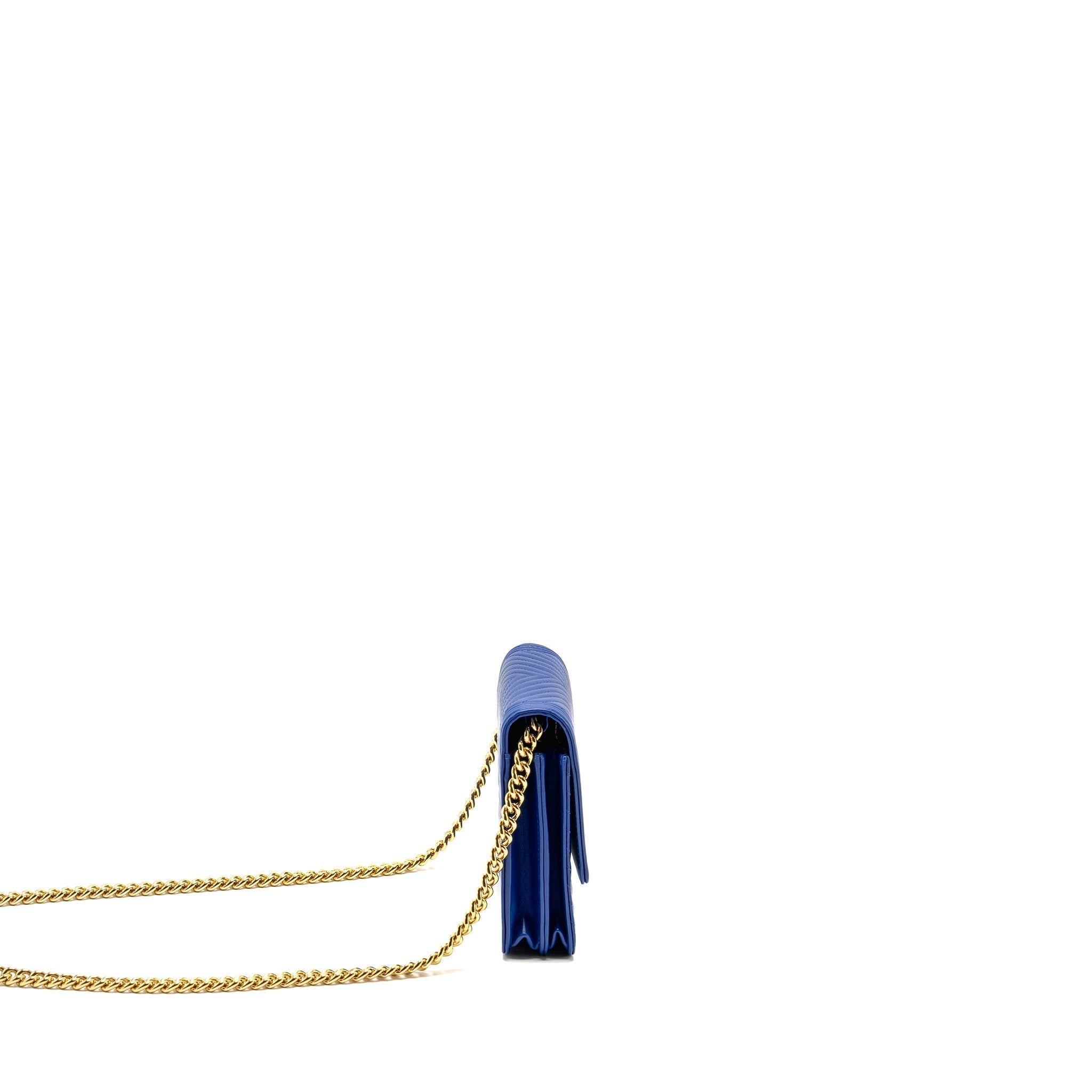 Chanel Boy Clutch with Chain  Chervon Lambskin Blue