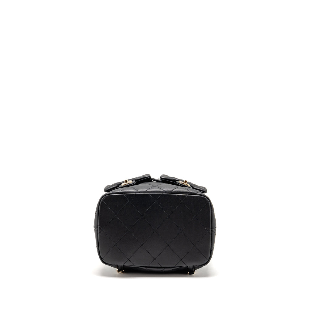 Chanel Drawstring Two Pockets Backpack Calfskin Black