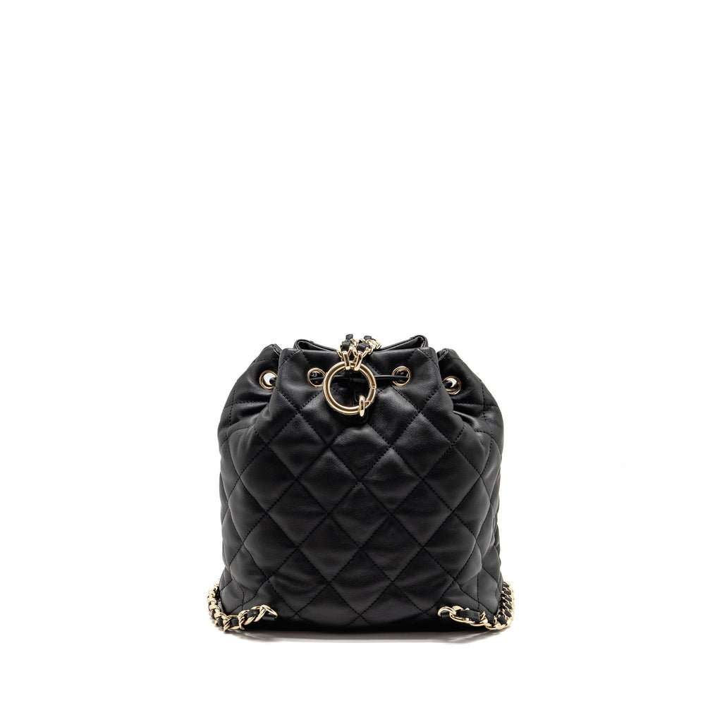 Chanel Drawstring Two Pockets Backpack Calfskin Black