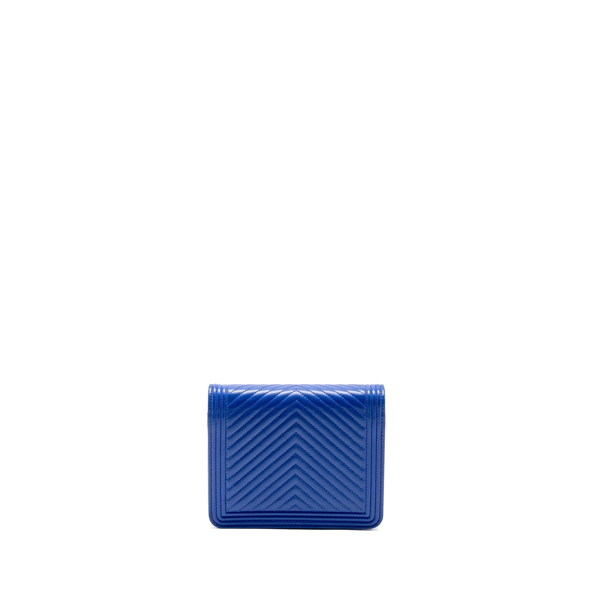 Chanel Boy Clutch with Chain  Chervon Lambskin Blue