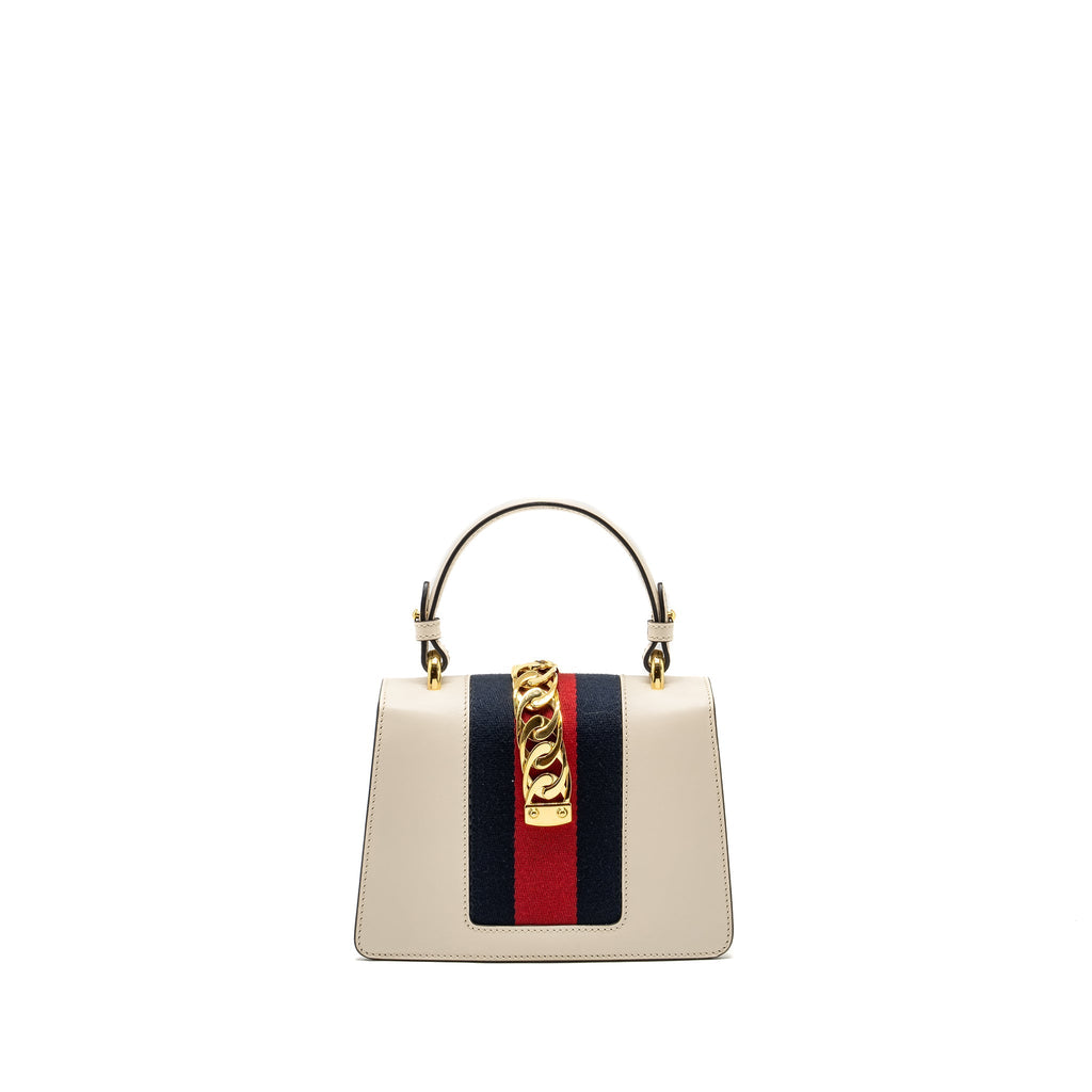 Gucci Mini Sylvie Top Handle Bag Calfskin White