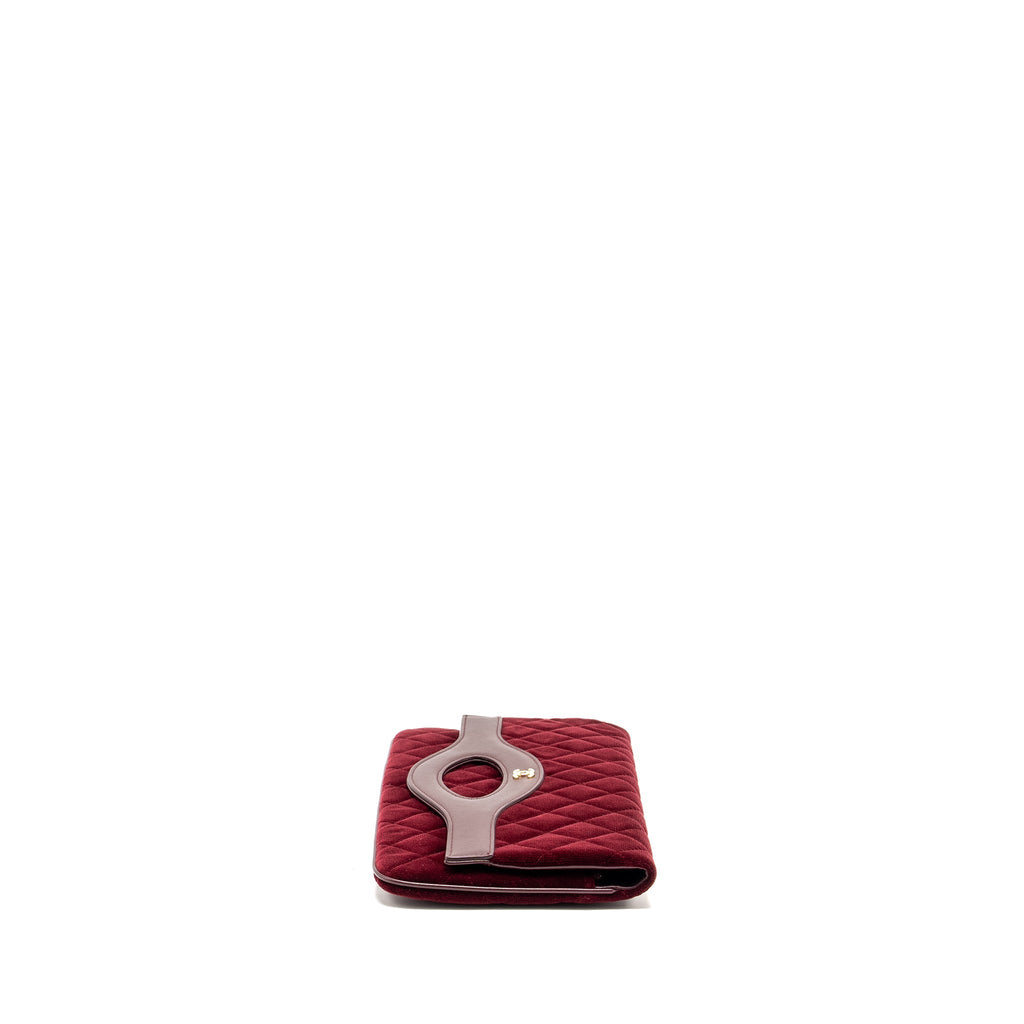 Chanel Folding Clutch Bag Velvet/Lambskin Burgundy L
