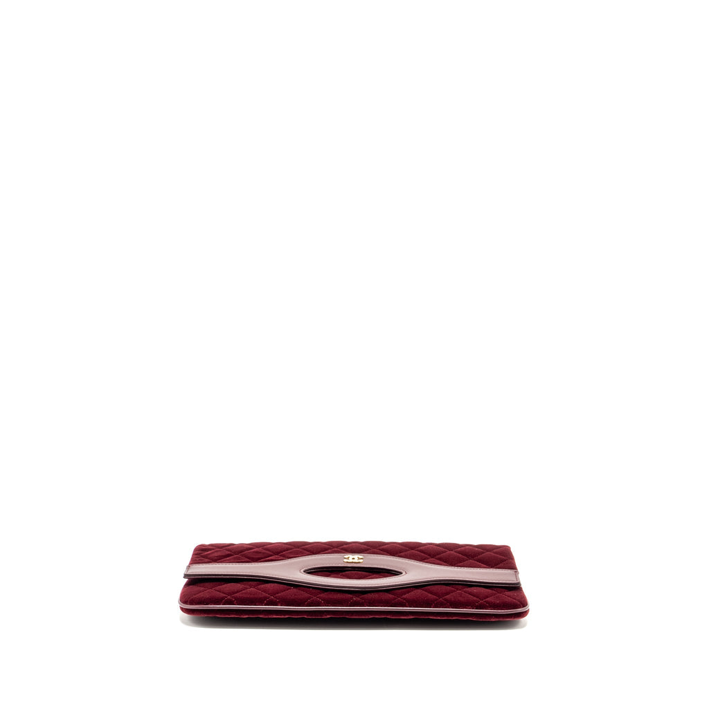 Chanel Folding Clutch Bag Velvet/Lambskin Burgundy L