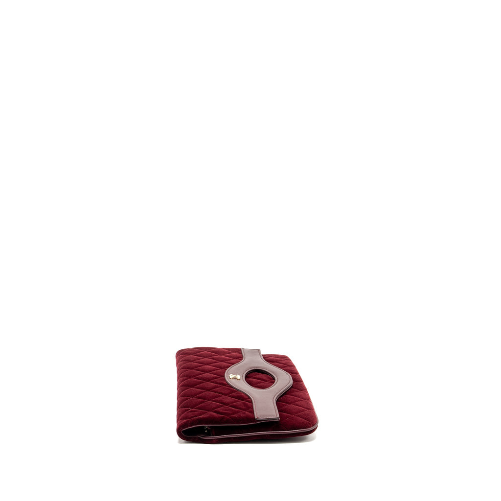 Chanel Folding Clutch Bag Velvet/Lambskin Burgundy L