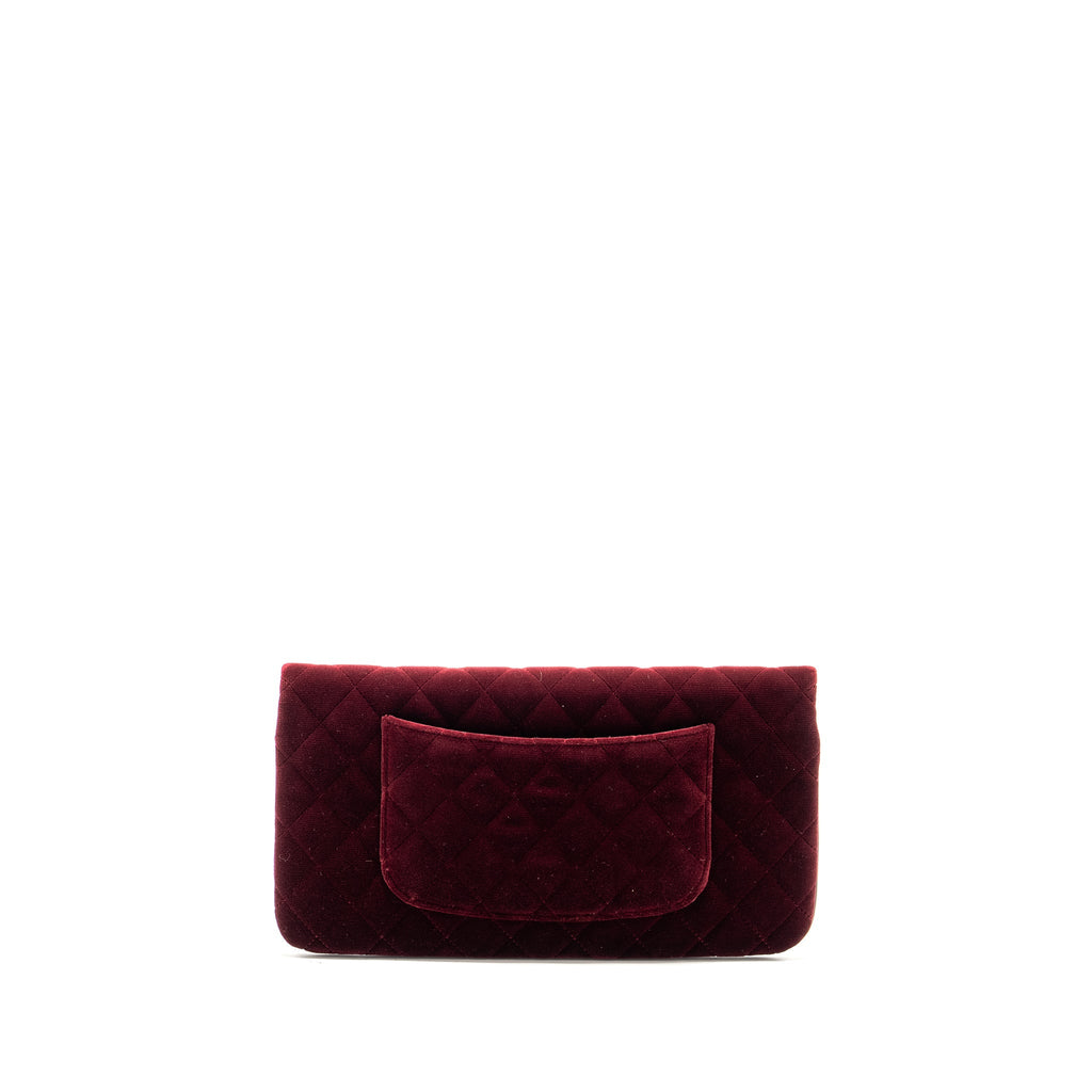 Chanel Folding Clutch Bag Velvet/Lambskin Burgundy L
