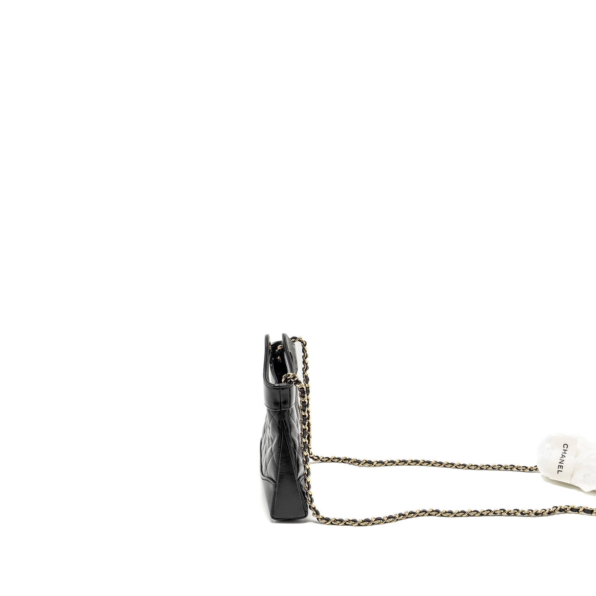 Chanel Mini 31 Clutch with Chain Shiny Lambskin Black L (Microchip)