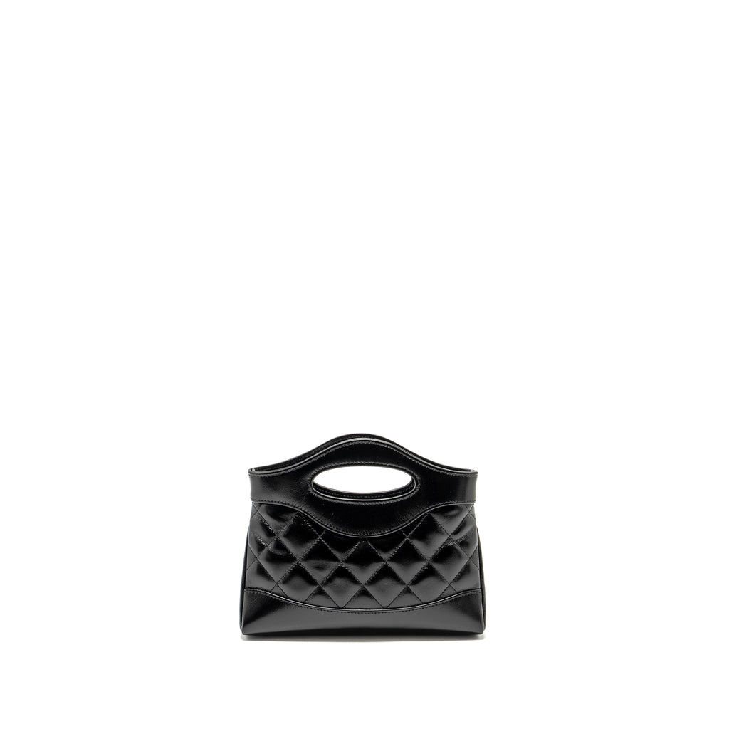 Chanel Mini 31 Clutch with Chain Shiny Lambskin Black L (Microchip)