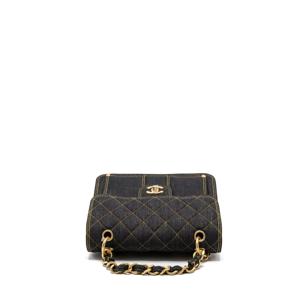 Chanel 23S Flap Backpack Denim Dark Blue Brushed  (Microchip)
