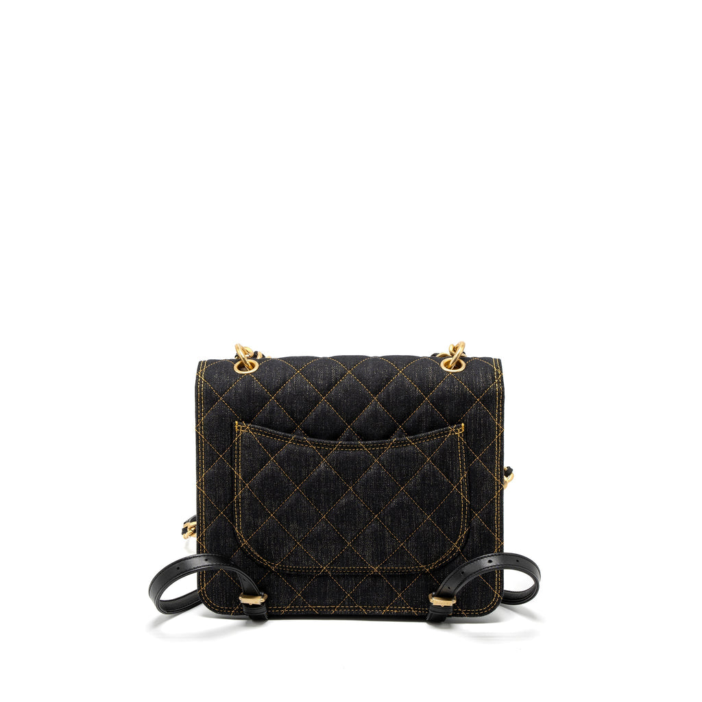 Chanel 23S Flap Backpack Denim Dark Blue Brushed  (Microchip)