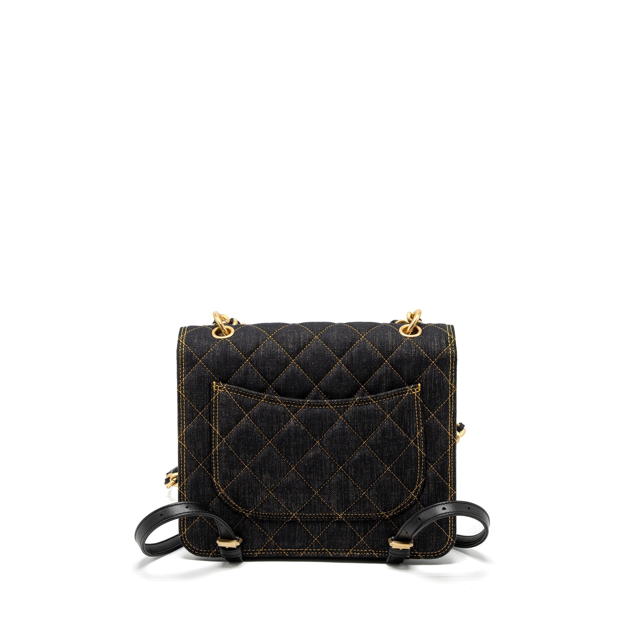 Chanel 23S Flap Backpack Denim Dark Blue Brushed  (Microchip)