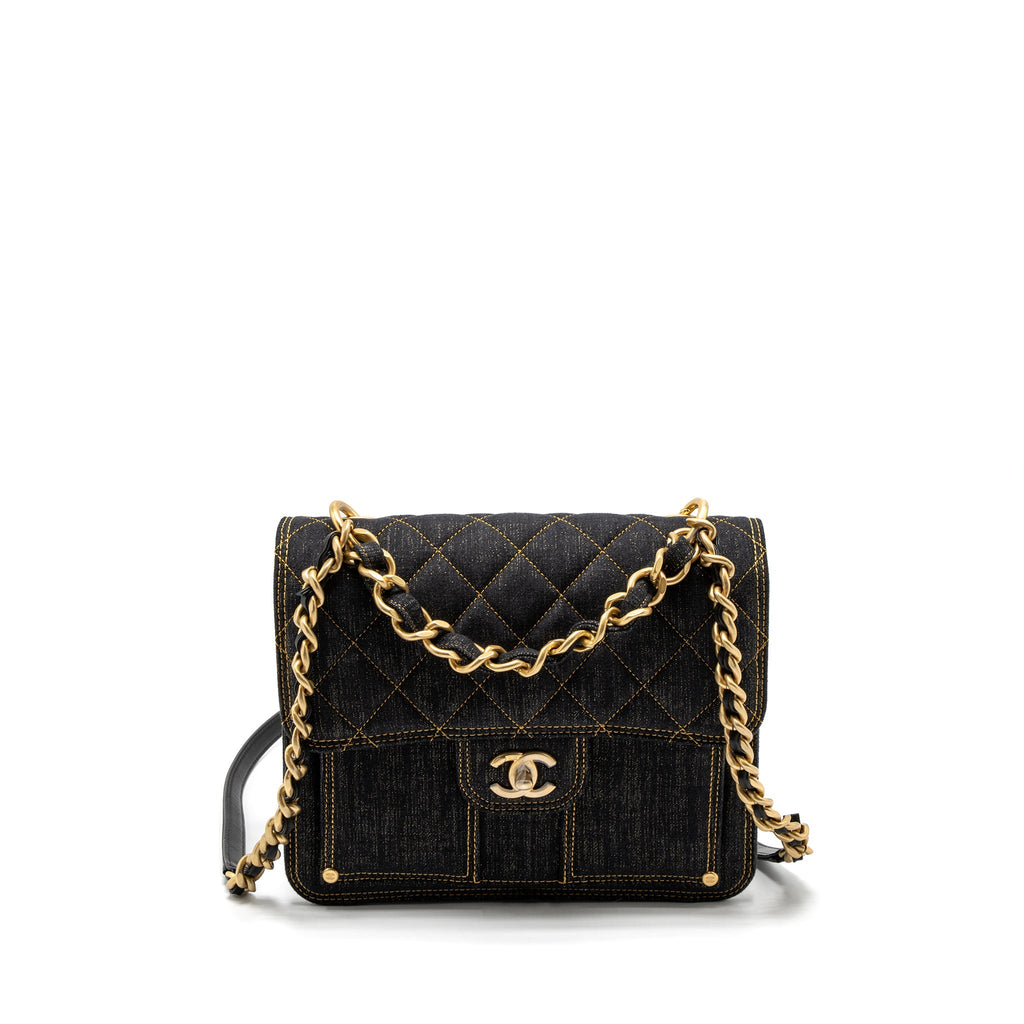 Chanel 23S Flap Backpack Denim Dark Blue Brushed  (Microchip)