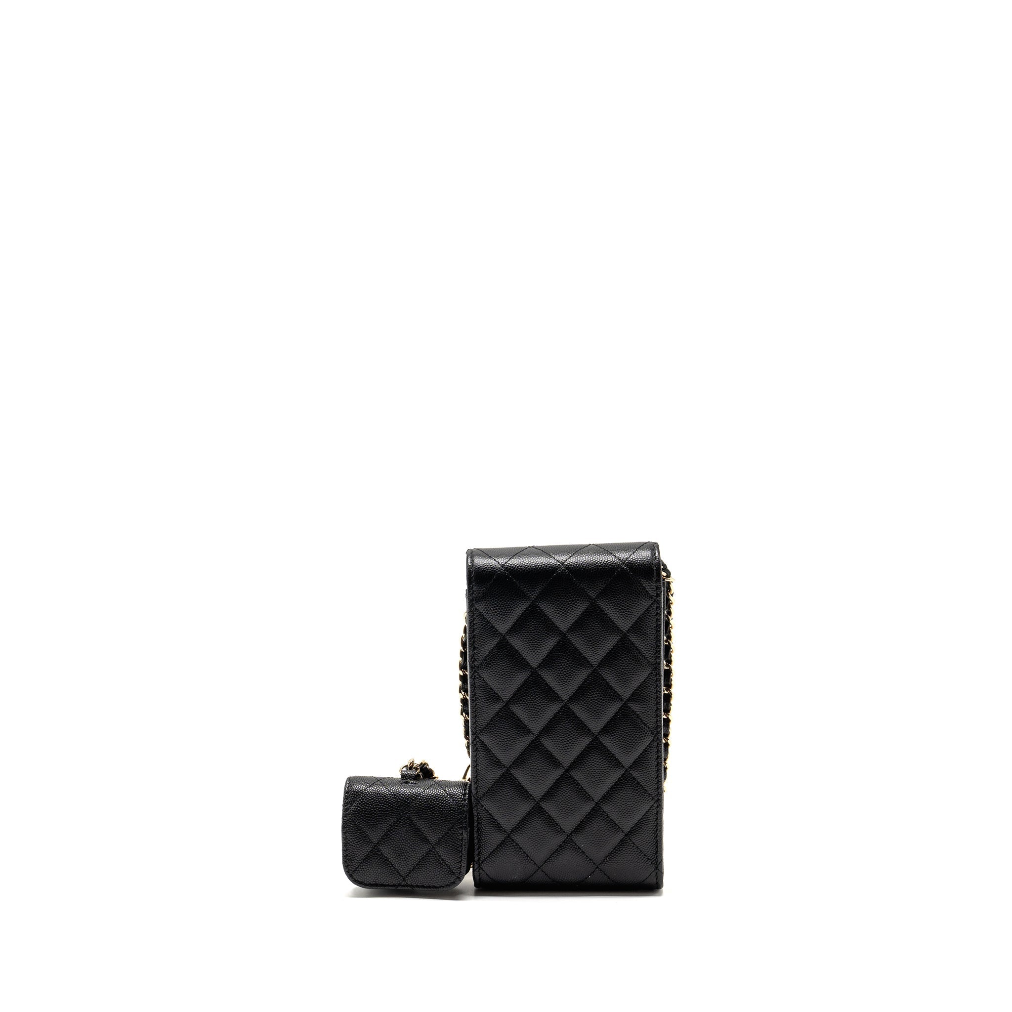Chanel Classic Phone Clutch with Pouch on Chain Caviar Black L