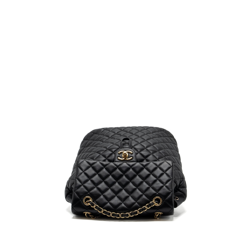Chanel quilted flap backpack lambskin black