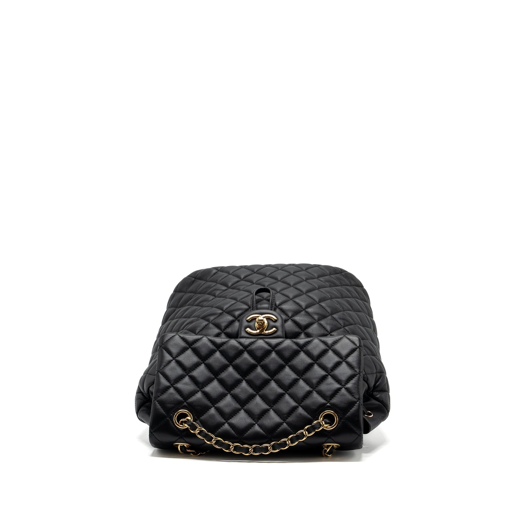 Chanel quilted flap backpack lambskin black