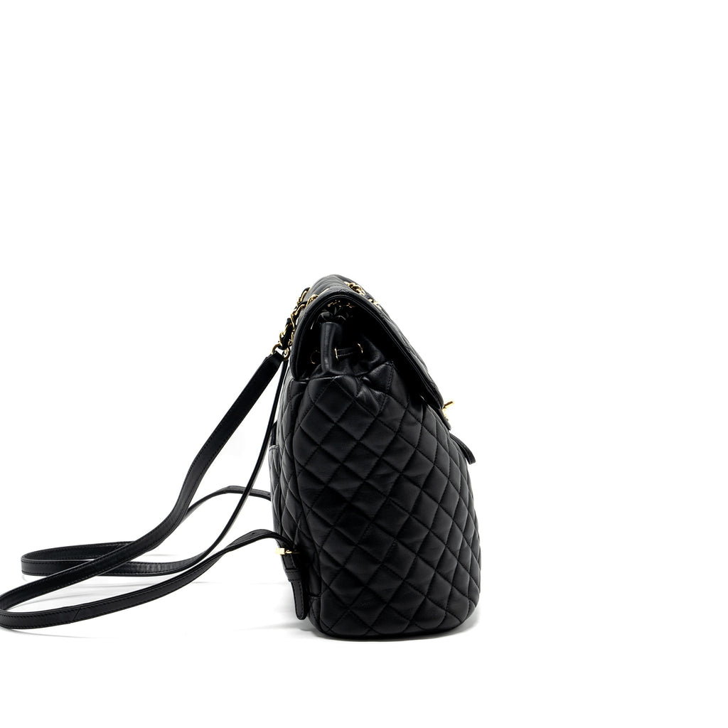 Chanel quilted flap backpack lambskin black