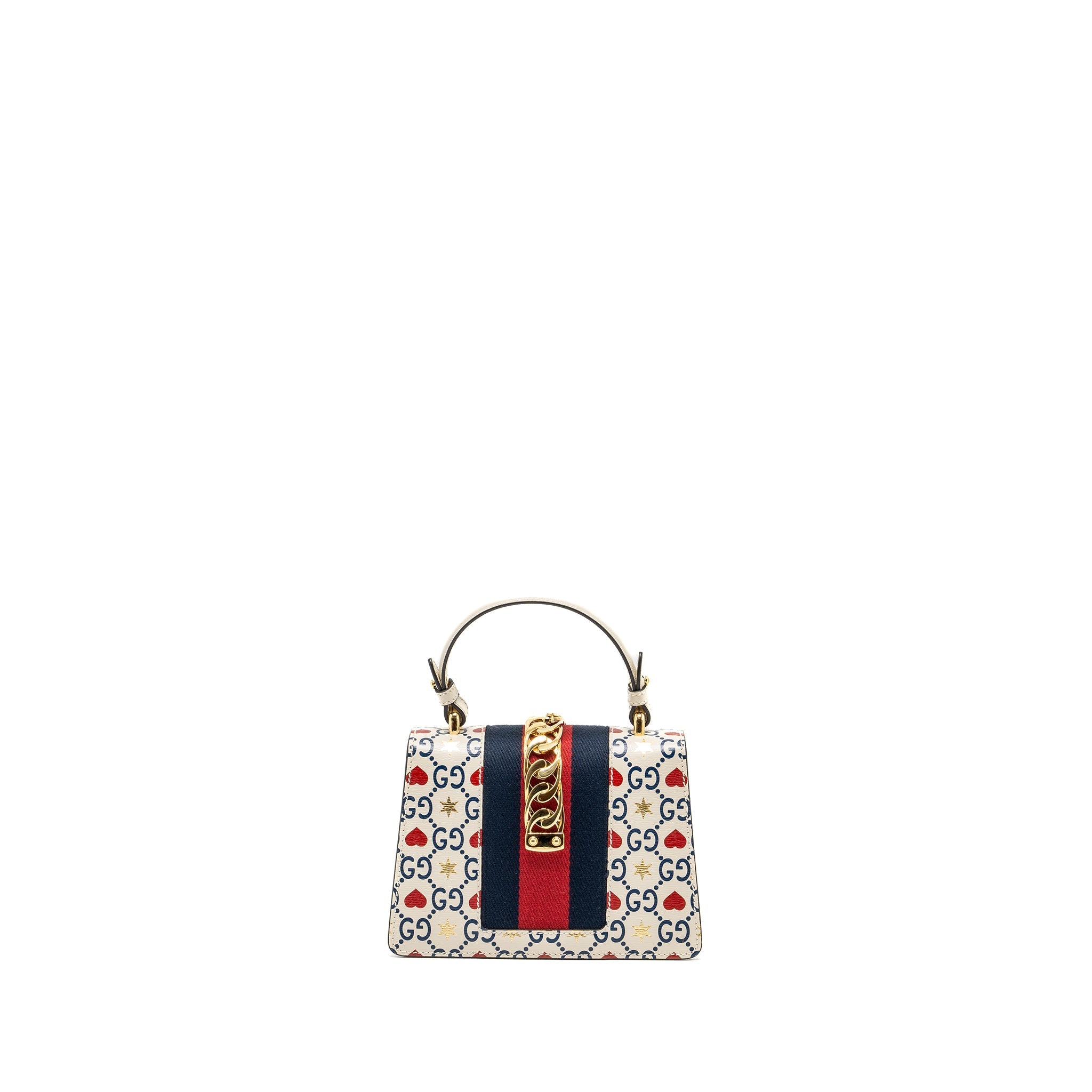 Gucci Mini top handle Sylvie tote bag with heart print limited white multicolor