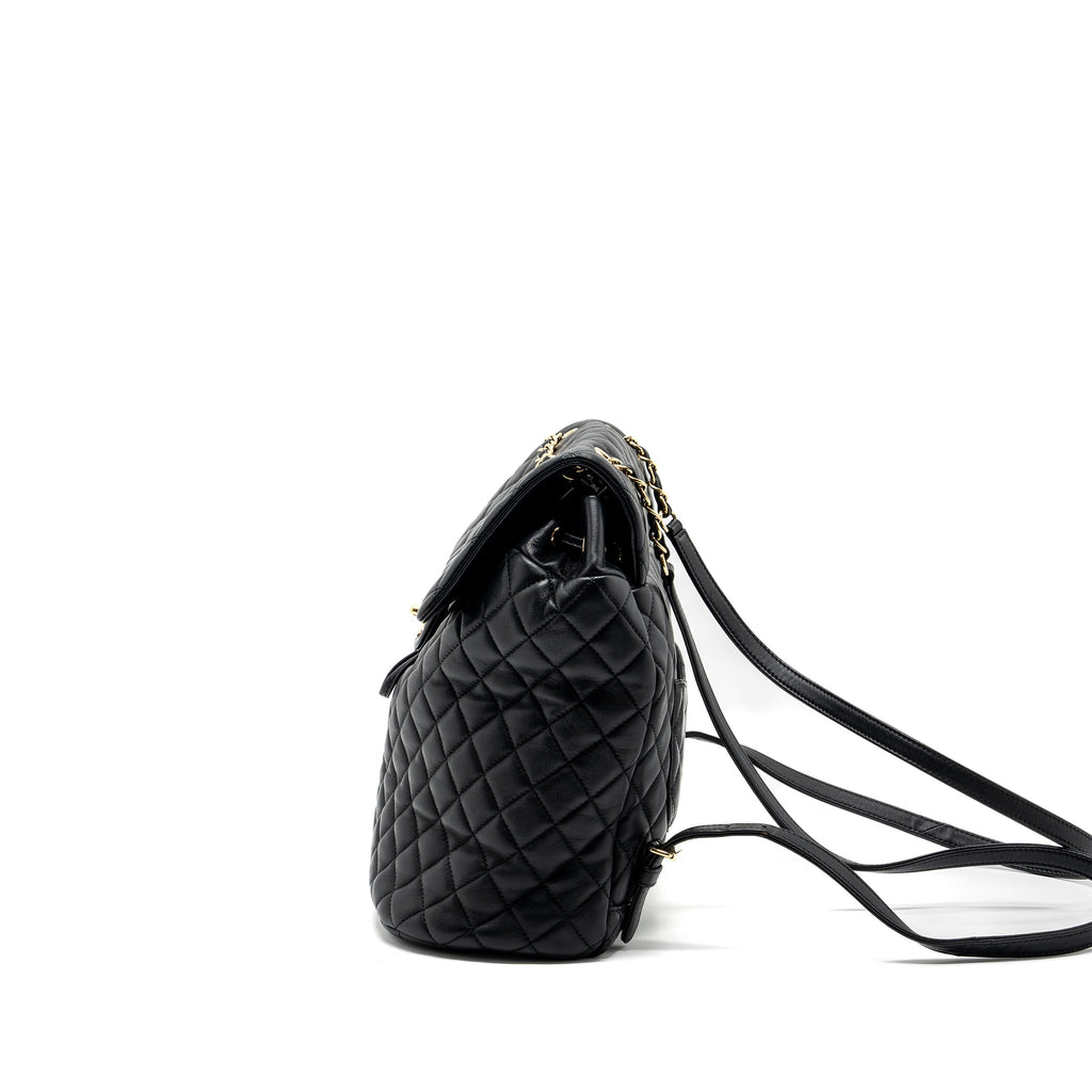 Chanel quilted flap backpack lambskin black
