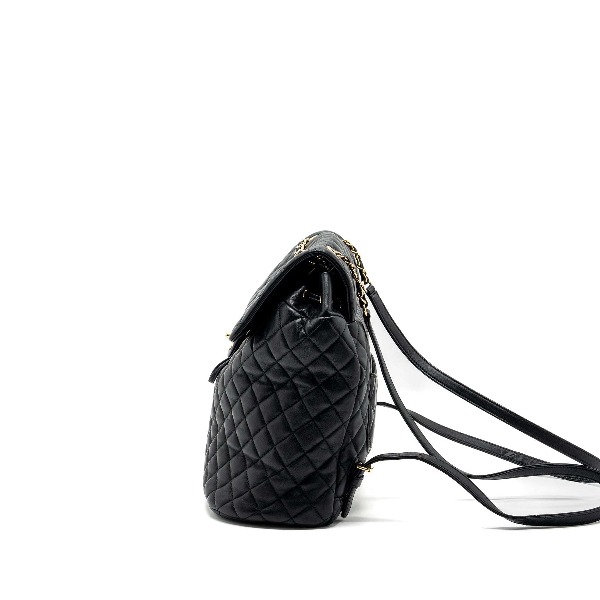 Chanel quilted flap backpack lambskin black