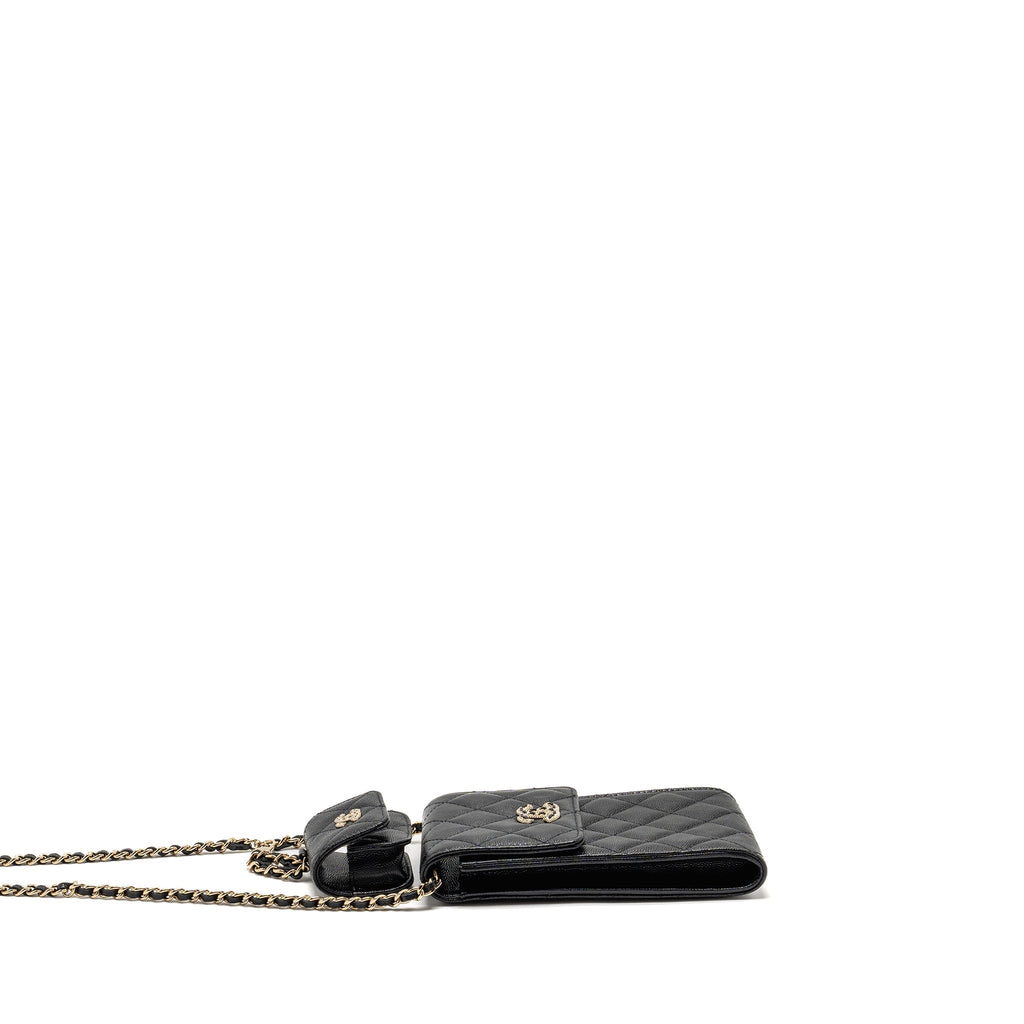 Chanel Classic Phone Clutch with Pouch on Chain Caviar Black L