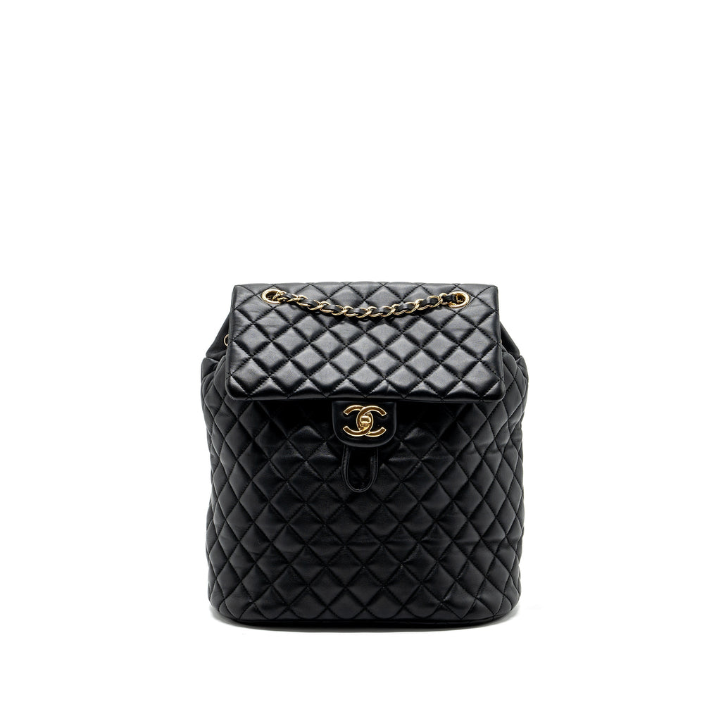 Chanel quilted flap backpack lambskin black
