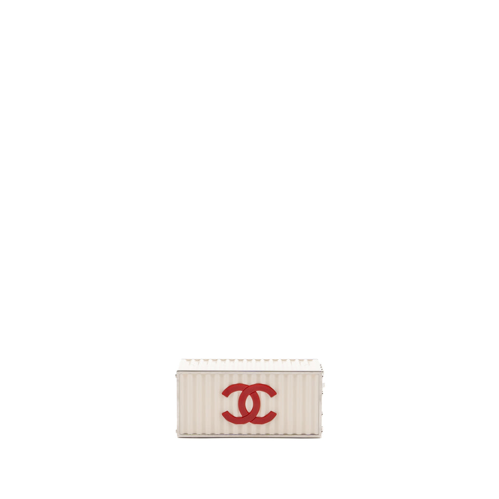 Chanel Paris-Hamburg runway container clutch bag white / black / red