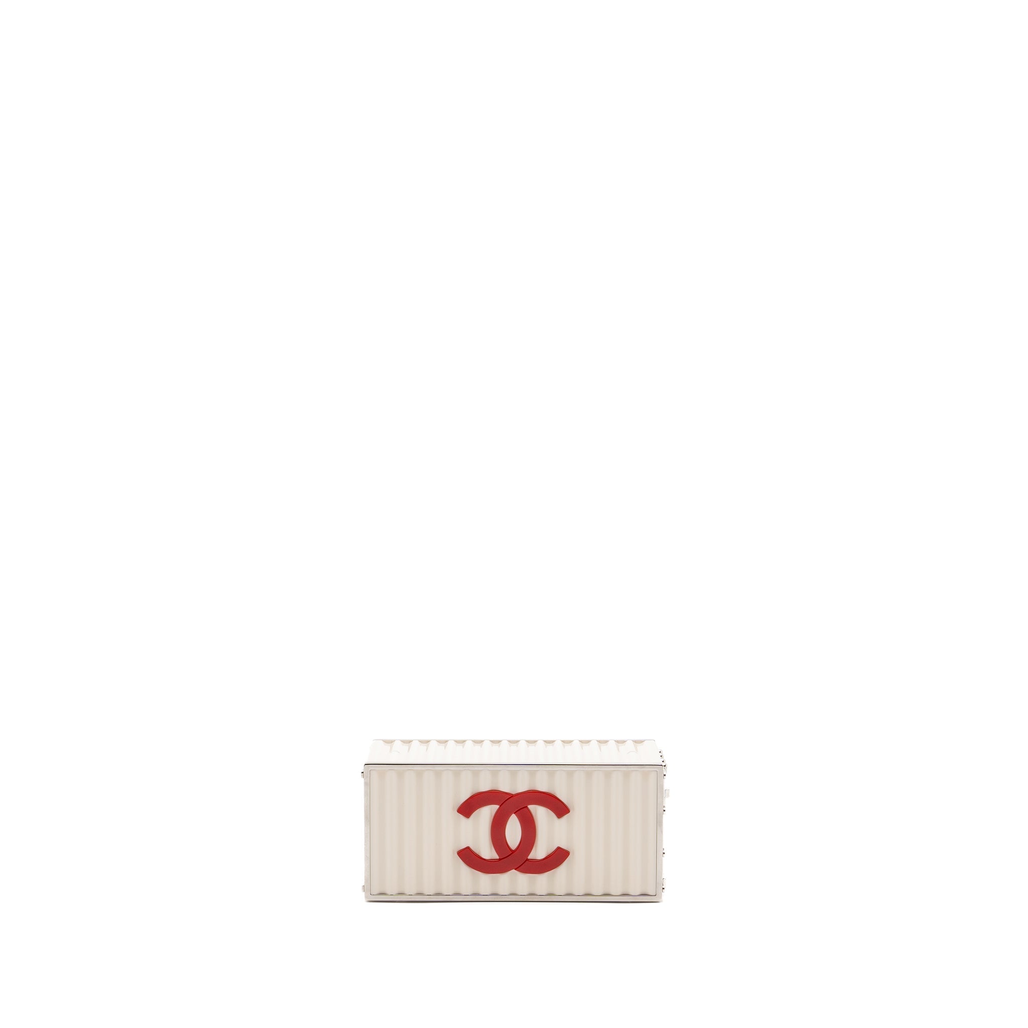Chanel Paris-Hamburg runway container clutch bag white / black / red