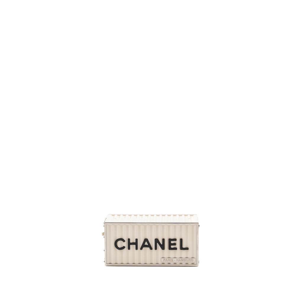 Chanel Paris-Hamburg runway container clutch bag white / black / red
