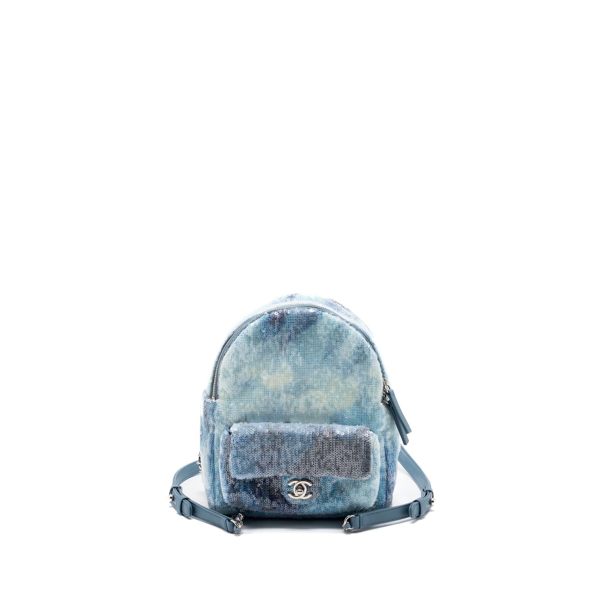 Chanel Mini Backpack Sequins Multicolour Blue