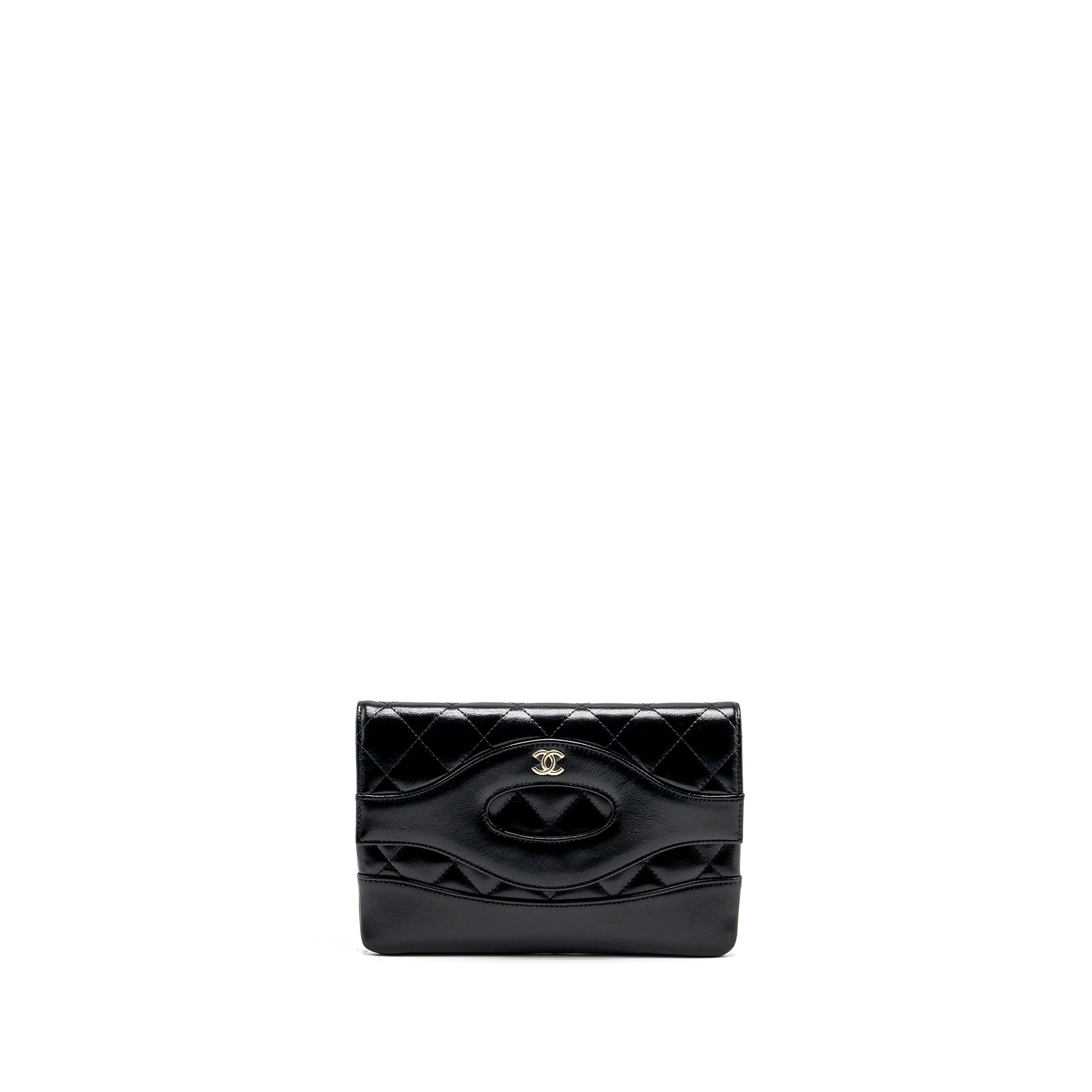 Chanel 24S Mini 31 Clutch Shiny lambskin Black L (Microchip)