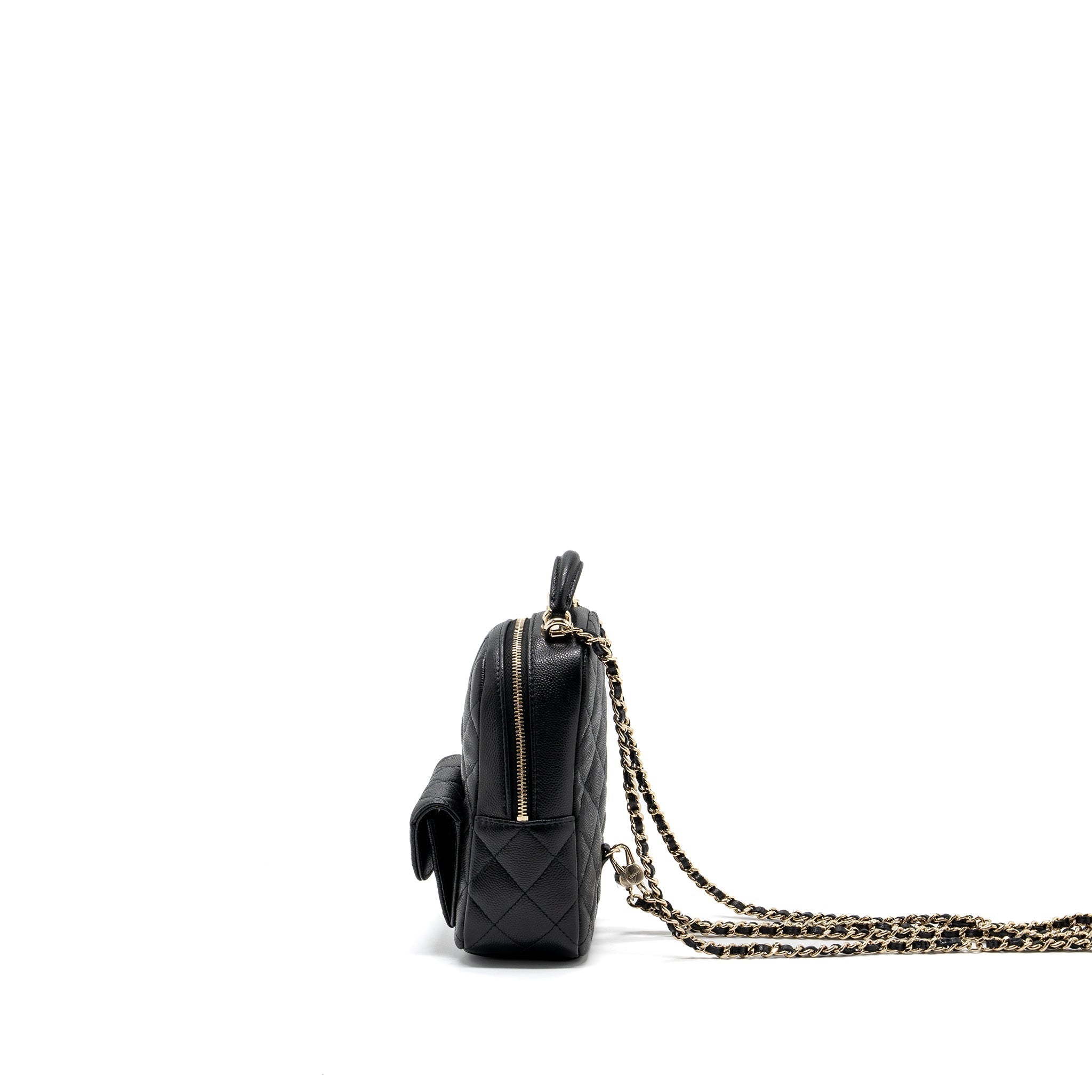 Chanel 24C mini backpack / crossbody bag caviar black L (microchip)
