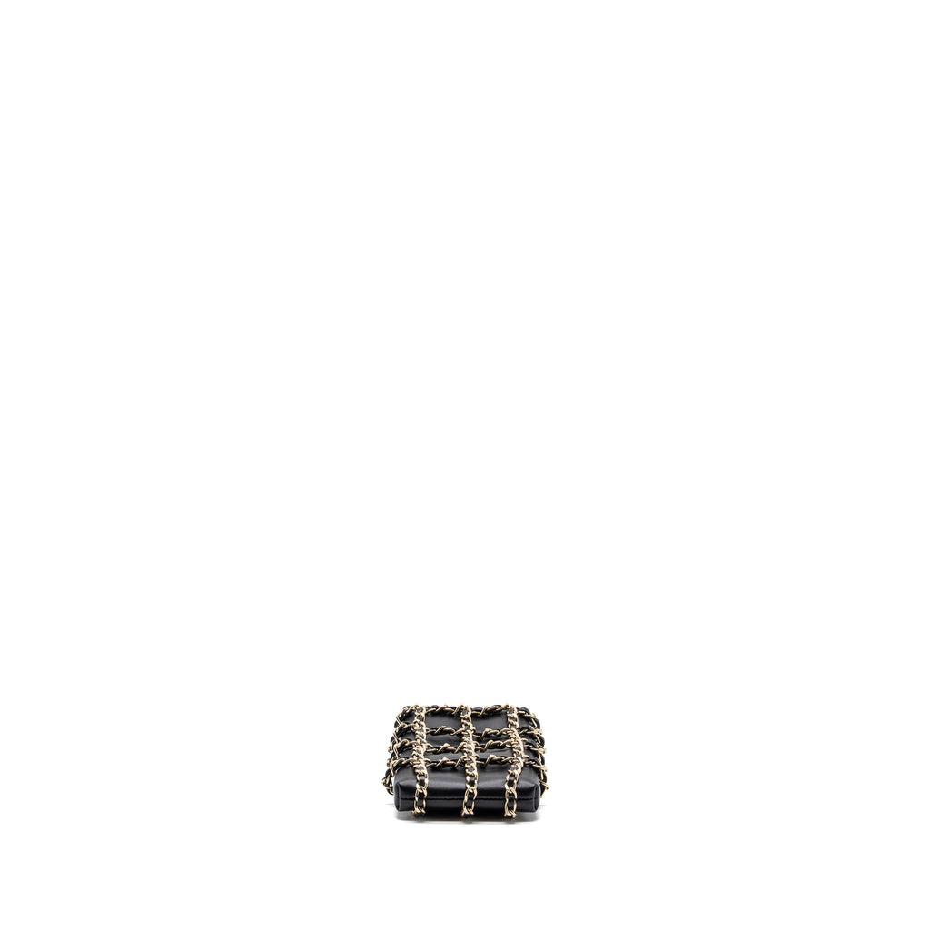 Chanel Gold Clutch O Chain Phone Holder Lambskin Black L