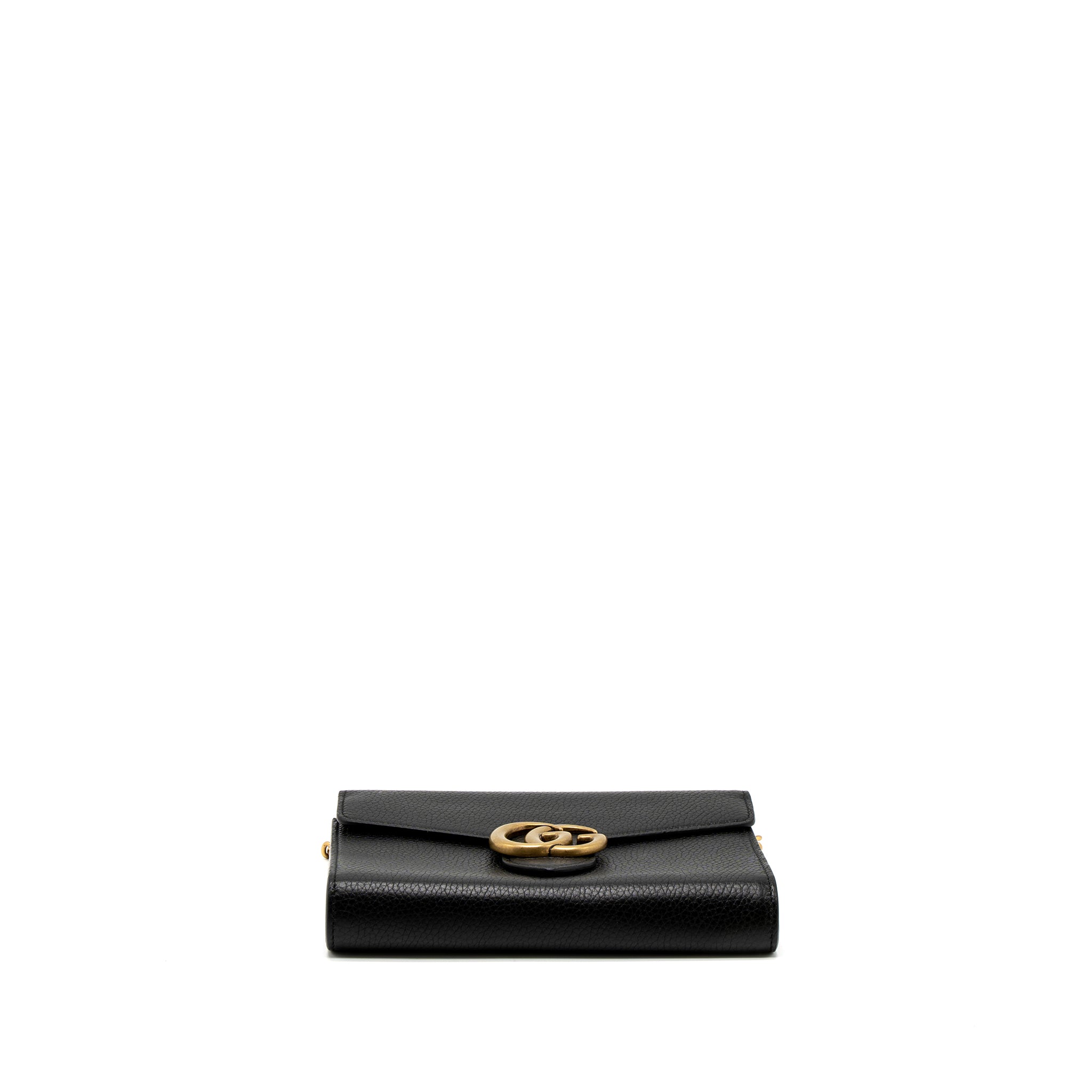 Gucci Marmont Wallet On Chain Calfskin Black Brushed